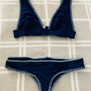 ElleJay Navy Blue Stitched Cheeky Bikini